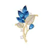 Elegante Broche de Orquídea, Diseño de Nicho de Lujo Ligero, Corsage de Cristal Azul, Exquisitos y Elegantes Accesorios para Traje al por Mayor