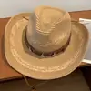 Chapéu de Palha Estilo Étnico Western Cowboy para Mulheres, Proteção UV ao Ar Livre no Verão, Chapéu de Sol para Férias na Praia, Proteção Solar, Chapéu para Montanhismo