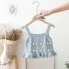 Estilo Novo 2025 Camisola de Tricô para Meninas Doce Cereja Feita à Mão Suéter Colete para Bebês para Crianças Pequenas Usarem Fora