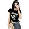 Comercio exterior 2022 diseño adelgazante retro versátil estampado de letras camiseta de manga corta para mujer entrega de una pieza