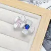 Anillo Abierto de Flor de Zircón con Goteo de Aceite Esmaltado de Diseñador Único para Mujer, Anillo Versátil Apilable de Moda Dulce y Fresco