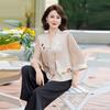 Moda Casual Mamá Vestido de Verano Manga Media Estilo Chino Gasa Camisa Pequeña 2025 Nuevo Verano para Mediana Edad Camisa Top