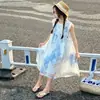 Conjunto de Vestido de Tirantes de Verano para Niñas 2026 Nuevo Estilo Conjunto de Dos Piezas con Camiseta Elegante de Manga Corta y Falda Tie-Dye