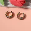 E-commerce transfronteiriço joias moda personalidade estilo palácio brinco de argola com diamantes por toda parte temperamento de alta qualidade incrustado Diamante Colorido Pérola fivela de brinco de cobre