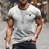 Camiseta Casual Masculina de Verão Cross-border Shrimp WISH Moda Simples Manga Curta Estampa de Letras Esportiva Gola Redonda Secagem Rápida