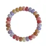 Pulseira de Bodhi Natural com Pastilhas de Flor Flutuante Multicoloridas, Círculo Único de Corte Reto, Alívio Silencioso do Estresse, Joia de Contas Budistas Macias para Envolver o Dedo