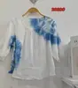 Vestido artístico azul tie-dye hecho a mano de Radix Isatidis de planta pura original, sobrecapas exteriores protectoras solares