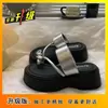 Sandalias de Playa de Plataforma con Aumento de Altura para Mujer Petite de Moda, Chanclas con Suela de Plataforma, Sandalias Deslizantes con Pedrería para Exteriores, Nuevo Modelo 2025
