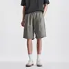 Pantalones Cortos Casuales de Seda Hielo Lyocell para Hombre, Estilo Veraniego Delgado, Color Sólido, Corte Holgado, Versátiles, Transpirables, de Pierna Recta a Media Pierna