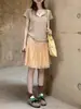 Camiseta de Verano de Gasa Tejida de Manga Corta, Versátil, para el Trabajo y el Ocio, con Cuello en V Delgado, para Mujer