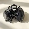 Elegante Pinza para el Cabello de Mariposa con Malla y Pedrería, Pinza de Tiburón con Lazo de Encaje de Lujo para Peinados Recogidos, Accesorio para el Cabello de Mujer al por Mayor