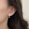 Pendientes de botón de León Rojo para el Año Nuevo 2024, estilo chino, estilo nacional, pendientes de aguja de plata 925 para mujer