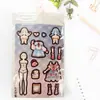 Pacote de adesivos de fantasia e troca de rosto de desenho animado, 6 folhas, com um design fofo de menina Lolita, para scrapbooking DIY e decoração de cartões, atacado