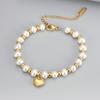 Pulseira de pérolas simples e elegante, temperamento da moda ins europeia e americana, joias de aço inoxidável femininas versáteis