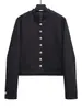Para Comercio Exterior Transfronterizo Europeo y Americano Ropa de Mujer Aliexpress Más Vendido Otoño Retro Versátil Chaqueta Negra con Decoración de Hebilla Metálica