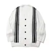 Suéter de Tricô Masculino Color Block Listrado com Gola V Transfronteiriço, Cardigan de Tricô Tendência Outono Estilo College Marca