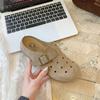 Zapatos Birkenstock de Suela Gruesa Zapatillas de Media Puntera Baotou Zapatos de Mujer para Exterior 2025 Nuevo Primavera & Otoño Zapatillas Retro de Agujero en la Pared para Mujer