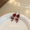 Aretes Colgantes de Rosa Roja Ankora Diseño Nicho Sentido de Alta Gama Personalidad Combinación Total Divertidos Elegantes Aretes para Mujer