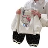 Otoño 2026 Nuevo Lindo Casual Primavera y Otoño Manga Larga Estilo Coreano Sudadera Conjunto de Dos Piezas para Niñas