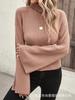 Malharia Simples Elegante Gola Alta Cruzada para Mulheres 2025 Primavera & Outono Novo Ajuste Slim Malharia Interna Camisa Base