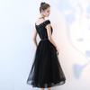 Vestido de noite Amazon AliExpress Mid-Length estilo coreano renda preto banquete elegante vestido de celebridade transfronteiriça para mulheres