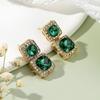 Nuevos Pendientes de Corazón con Flor Incrustada de Diamantes Verdes, Modernos y Personalizados para Mujer, Pendientes Frescos, Dulces y de Lujo Ligero al por Mayor