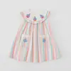 Roupa Infantil Coreana Vestido para Meninas Listrado Colorido Bordado de Veleiro Estilo Verão 2026 Estilo Marinho Sem Mangas Saia de Bebê