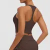 Sujetador Deportivo de Color Sólido Europeo y Americano Ropa Interior con Almohadillas en el Pecho Espalda Cruzada Chaleco Sujetador Casual Ropa de Yoga Top de Fitness de Secado Rápido