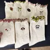 Meias Lisas Estilo Primavera e Verão com Bolinhas Desenho Animado, Laço Borboleta Areia, Meias Descartáveis de Cano Médio para Mulheres