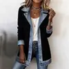 Amazon Transfronterizo 2025 Otoño Moda Femenina Extranjera Europea y Americana Nueva Chaqueta Patchwork Elegante de Manga Larga Ajustada para Mujer