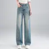 Novos Jeans de Perna Larga Bordados Vazados Estilo Nacional Chinês para Mulheres, Design de Verão, Caimento Solto, Emagrecimento, Calças Retas Versáteis