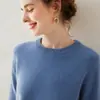 Suéter de Gola Redonda 100% Caxemira Outono e Inverno Novo Feminino Solto com Efeito Emagrecedor Camisa Base Suéter de Gola Alta Curto Versátil