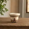 Taza de Belleza Patrón Ru Kiln Azul y Blanco con Esmalte Dorado, Taza para Compartir Té, Recipiente para Servir Té, Accesorio de Juego de Té
