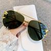 Nuevas Gafas de Sol Doble Puente Cabeza de Leopardo para Hombres y Mujeres Moda Europea y Americana Gafas Anti-ultravioleta Armazón Grande Aspecto Delgado Gafas de Sapo