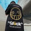 Verão Hong Kong Estilo Graffiti Camiseta de manga curta Hip-hop Masculino Solto Tamanho Grande Top Moda Moda Casal Estampado Camiseta de meia manga