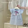 Vestido Estilo Francés para Niña TIMO Vestido Chaleco Cuadros Azules de Verano para Niños Vestido Dulce de Princesa para Niña con Cuello de Muñeca