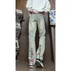 Jeans Rectos Holgados de Pierna Ancha Lavados a la Americana Marca de Moda Retro Desgastados Diseño Versátil Pantalones con Cremallera