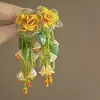 Brincos de flor de cor clara de verão brincos de luxo leve de alta qualidade nicho super temperamento de fada brincos com pino de prata atacado
