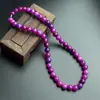 Pulsera de Cuentas Redondas de Sugilita Morada Shujulai, Pulsera de Cuentas Estilo Vintage, Cuentas de Oración de Mica Morada, Collar Largo, Suministro para Transmisión en Vivo