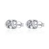 Aretes de Moissanita Simulada de Transmisión en Vivo para Mujer Ins Corazón Aguja de Plata Esterlina S925 Zirconia Seis Garras Aretes de Moissanita