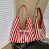 2025 Nueva Bolsa Tote Reversible Rayada de Gran Capacidad para Mujer Estilo Perezoso Moda Bolso de Hombro para Viajar