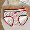 Ropa Interior Roja Año Zodiacal para Niñas 10A Algodón Antibacteriano Entrepierna Extendida Cintura Media de Niña Bragas de Mujer con Lunares en Contraste