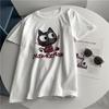 Camiseta de Manga Corta Estilo Coreano Perezoso Estampada Cepillada Cabeza de Gato Nueva Primavera Temprana 2025 Versátil Holgada de Algodón Moderna
