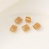Cuentas huecas de la suerte de oro mate de 18 quilates hechas a mano para bricolaje, accesorios europeos, pulsera de trébol de cuatro hojas de oro antiguo, material para abalorios