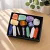 Caja de Regalo de Piedra Cruda de Cristal Natural, Juego de Piedras Pulidas Rodadas de Pilar de Cristal de Doble Punta, Adorno Artesanal, Regalo de Vacaciones, Transfronterizo