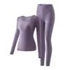 Ropa interior de belleza autoacolchada para otoño e invierno para mujer, capa base ligera y muy elástica, conjunto de ropa interior térmica para mujer, top y pantalones de otoño