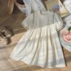 Novedad Verano 2026 Ropa Infantil Vestido para Niñas con Pliegues Franceses y Cuello Alto, Bordado de Encaje, Elegante Vestido Infantil de Moda