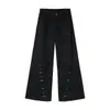 Calças casuais de retalhos curvos estilo americano cleanfit simples, largas, de perna larga, compridas, da moda, para homens e mulheres, para atacado transfronteiriço