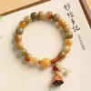 Pulseira de Sementes de Bodhi Estilo Chinês Novo de Dunhuang para Homens, Contas de Bodhi Lótus da Sorte, Pulseira de Círculo Duplo, Contas de Oração Budistas para Mulheres, Atacado