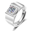 Anel de moissanite banhado a 18K com mercadorias novas, anel de noivado masculino com simulação simples de diamante e moda europeia e americana